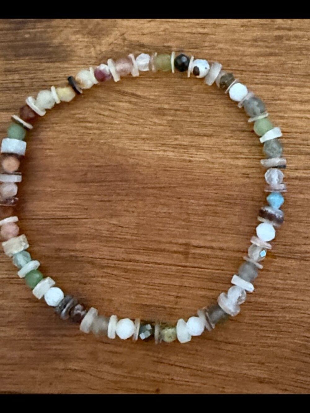 Natural gemstone shell bracelet rainbow festival boho indie earth girl hippie